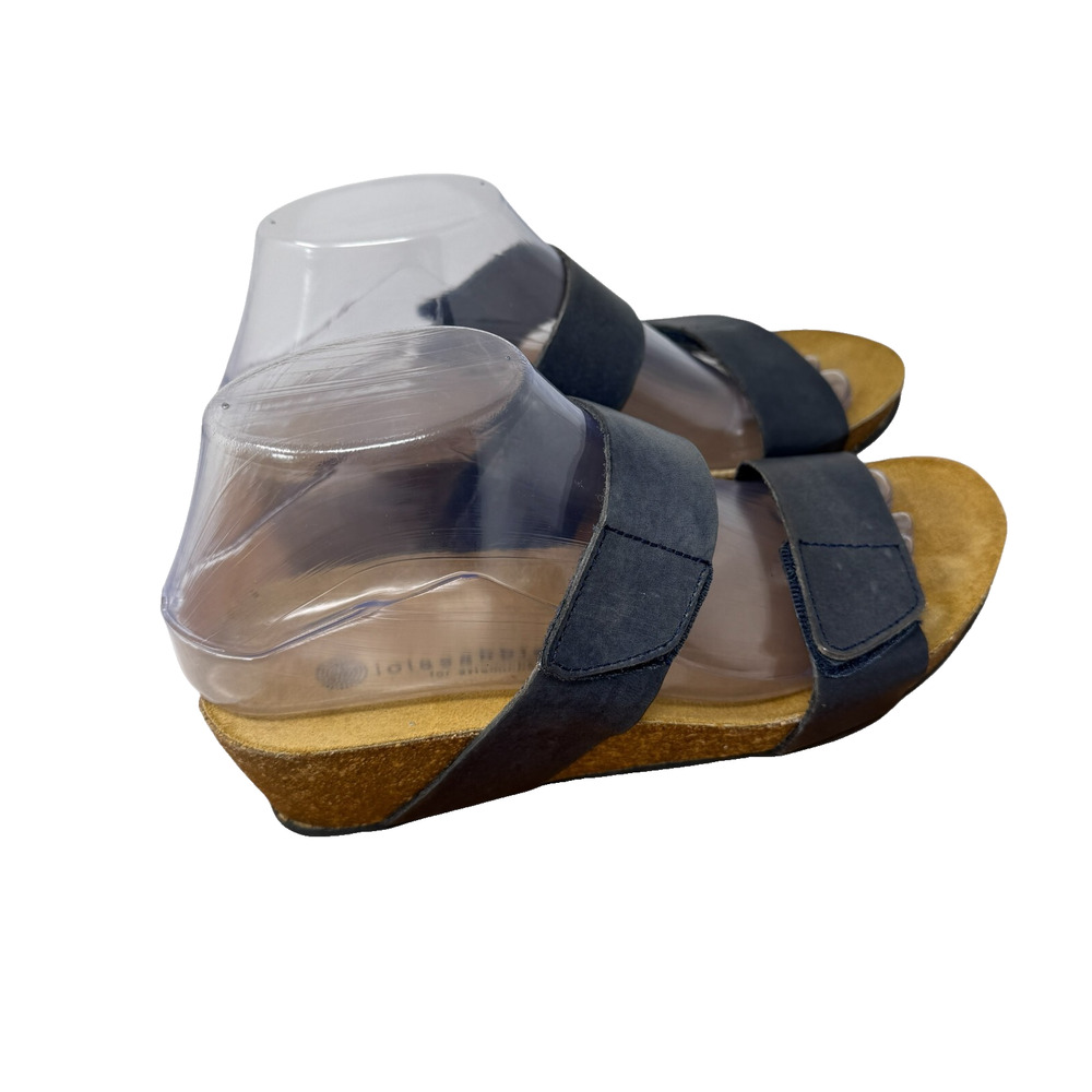 Lola Sabbia Eric Michael Black Leather Strappy Wedge Sandals Womens 38 US 7.5-8